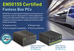 Cincoze DS-1000 Series & DE-1000 Series are EN50155 Certified for Railway and In-Vehicle Applications